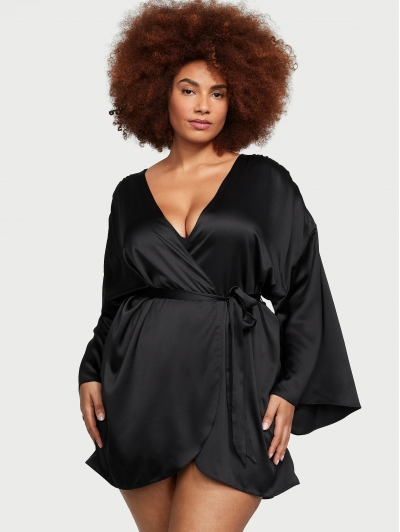 Халат-Кімоно Victoria's Secret Satin Short Robe, Чорний