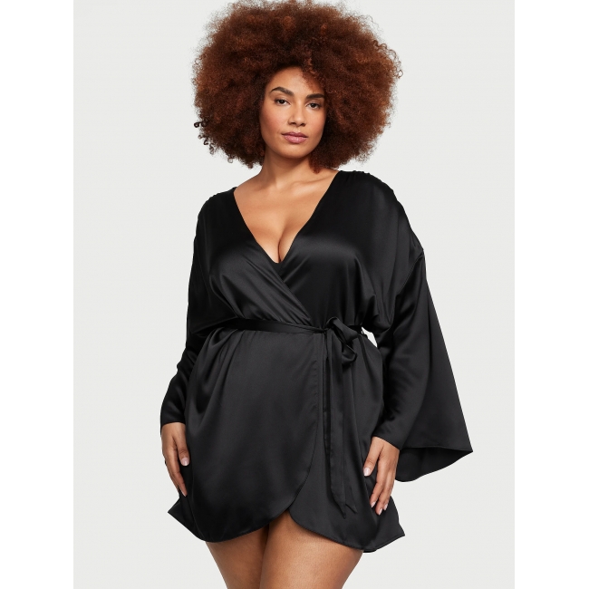 Халат-Кімоно Victoria's Secret Satin Short Robe, Чорний