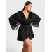 Халат-Кімоно Victoria's Secret Satin & Lace Trim Robe, Чорний