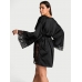 Халат-Кімоно Victoria's Secret Satin & Lace Trim Robe, Чорний