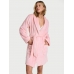 Халат Victoria’s Secret Plush Short Cozy Robe, Світло-рожевий з лого VS