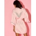 Халат Victoria's Secret Backstage Satin Sparkle Short Robe, Рожева смужка
