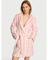 Халат Victoria’s Secret Plush Short Cozy Robe, Рожева смужка