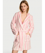 Халат Victoria’s Secret Plush Short Cozy Robe, Рожева смужка