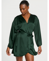 Халат-Кімоно Victoria's Secret Satin Short Robe, Темно-зелений