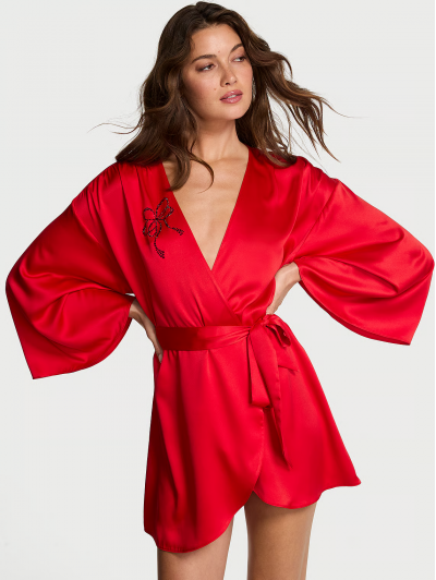 Халат-Кімоно Victoria's Secret Satin Short Robe, Червоний