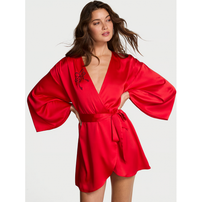 Халат-Кімоно Victoria's Secret Satin Short Robe, Червоний