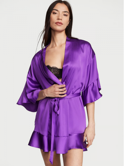 Халат-кімоно Victoria's Secret Flounce Satin Kimono, Фіолетовий