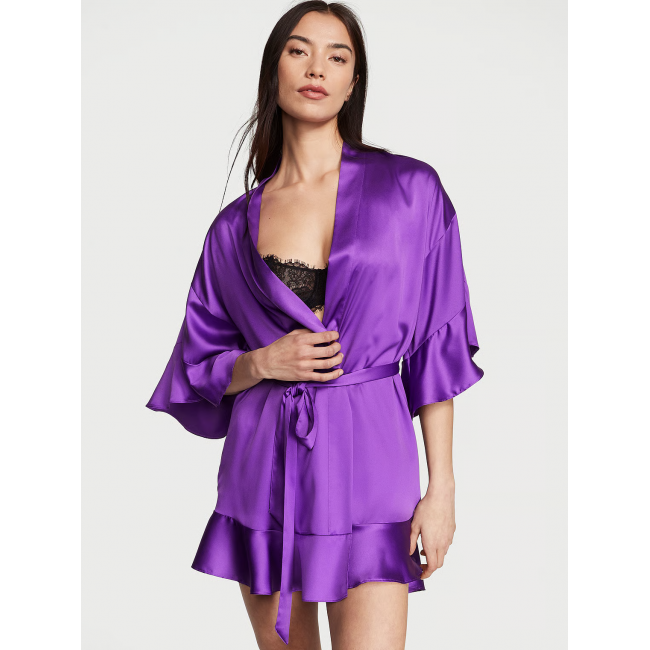 Халат-кімоно Victoria's Secret Flounce Satin Kimono, Фіолетовий