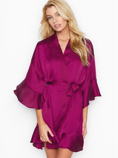 Халат-кімоно Victoria's Secret Flounce Satin Kimono, Fuchsia