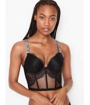Мереживний Балконет Victoria's Secret Shine Strap Push-Up Corset Top, чорний
