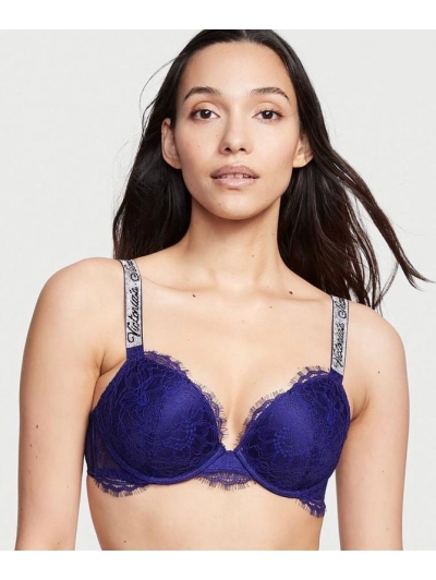 Бюстгалтер Victoria's Secret Very Sexy Shine Strap Lace Push-Up Bra, Темно-синій