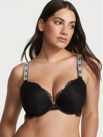 Бюстгалтер Victoria's Secret Very Sexy Shine Strap Lace Push-Up Bra, Чорний