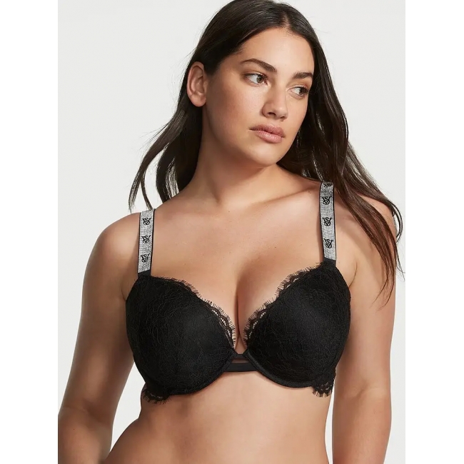Бюстгалтер Victoria's Secret Very Sexy Shine Strap Lace Push-Up Bra, Чорний