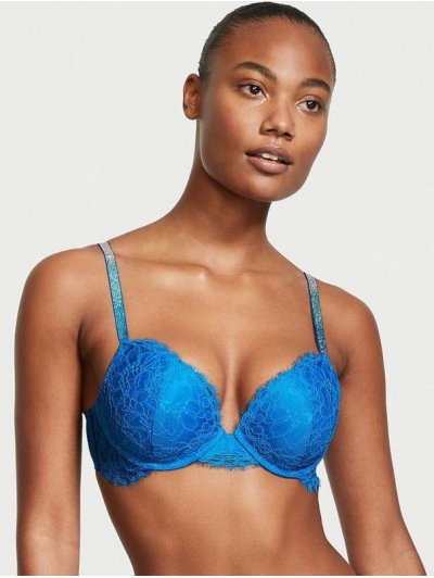 Бюстгалтер Victoria's Secret Very Sexy Shine Strap Lace Push-Up Bra, Синій