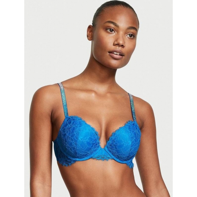 Бюстгалтер Victoria's Secret Very Sexy Shine Strap Lace Push-Up Bra, Синій