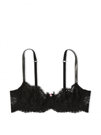 Бюстгалтер Victoria's Secret Wicked Twinkle Strap Unlined Lace Balconette Bra, Чорний 