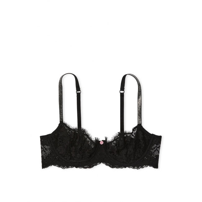 Бюстгалтер Victoria's Secret Wicked Twinkle Strap Unlined Lace Balconette Bra, Чорний 