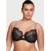 Бюстгалтер Victoria's Secret Wicked Shine Strap Unlined Lace Balconette Bra, Чорний з лого