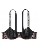 Бюстгалтер Victoria's Secret Wicked Shine Strap Unlined Lace Balconette Bra, Чорний з лео