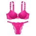 Комплект зі стразами Viсtоriа's Sесrеt Shine Strap Lace Push-up Bra & Brazilian Panty, Fuchsia Frenzy