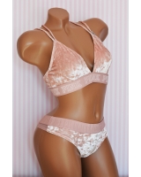 Оксамитовий комплект Victoria's Secret PINK VELVET TRIANGLE BRALETTE & Tong