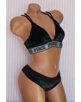 Оксамитовий комплект Victoria's Secret PINK VELVET TRIANGLE BRALETTE & Tong