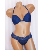 Комплект Victoria's Secret PINK DATE STRAPPY PUSH-UP & ALLOVER LACE THONG