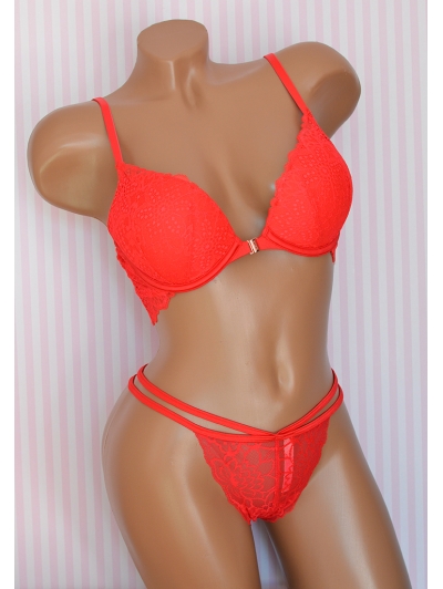 Комплект Victoria's Secret PINK Wear Everywhere Super Push Bra & STRAPPY LACE THONG