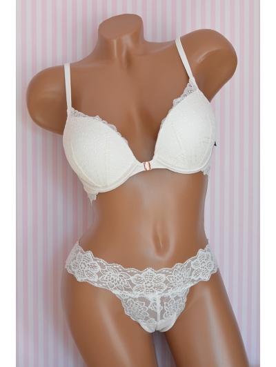 Комплект Victoria's Secret PINK Wear Everywhere Super Push Bra & ALLOVER LACE THONG
