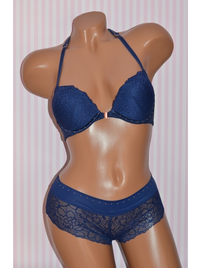Комплект Victoria's Secret PINK DATE STRAPPY PUSH-UP & LACE CHEEKSTER