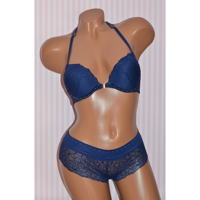 Комплект Victoria's Secret PINK DATE STRAPPY PUSH-UP & LACE CHEEKSTER