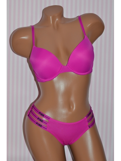 Комплект Victoria's Secret PINK Wear Everywhere Push-Up Bra & STRAPPY LOGO