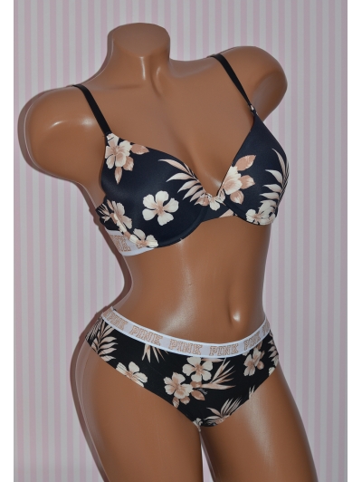 Комплект Victoria's Secret PINK Wear Everywhere Push-Up Bra & Logo Thong