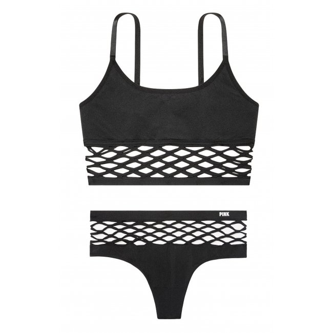 Комплект Victoria's Secret PINK COMFY FISHNET BRALETTE & Tong