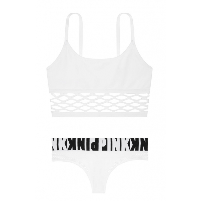 Комплект Victoria's Secret PINK COMFY FISHNET BRALETTE & Seamless Mesh Thong