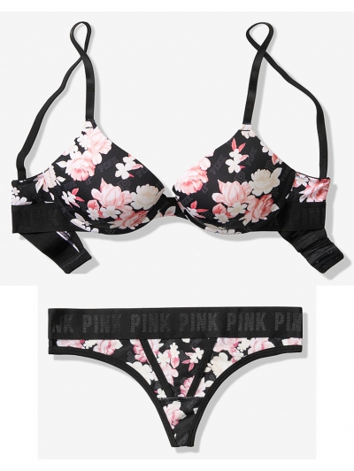 Комплект Вікторія Сикрет PINK Wear Everywhere Push-Up Bra & Thong