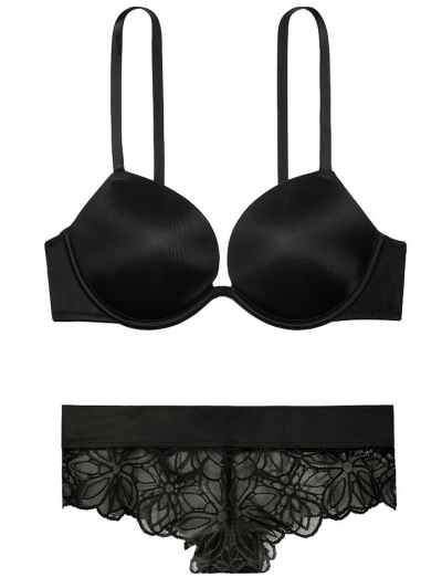 Комплект Victoria's Secret PINK Wear Everywhere Super Push Bra & Floral Lace Cheekster