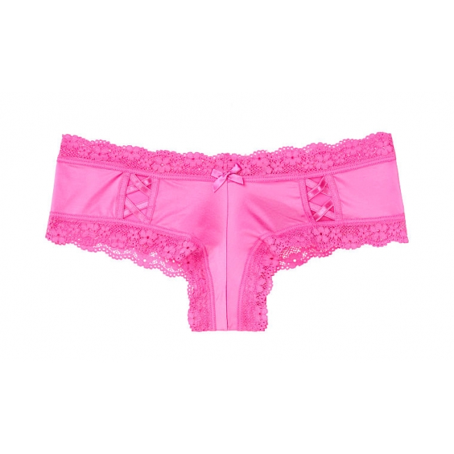 Трусики Чікі Victoria's Secret Lace-up Cheeky Panty, Bright Pink