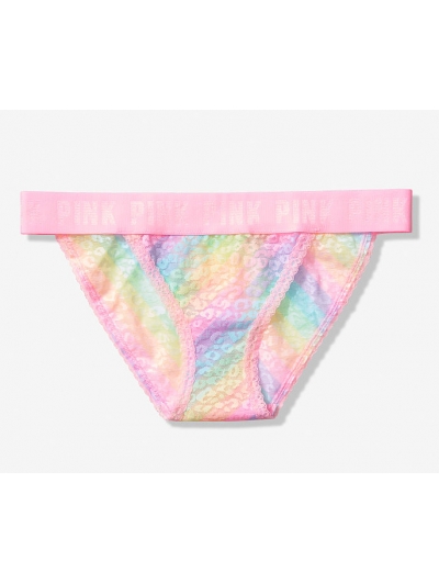 ТРУСИКИ ВІД ВІКТОРІЯ СИКРЕТ Pink Lace Logo Bikini Panty