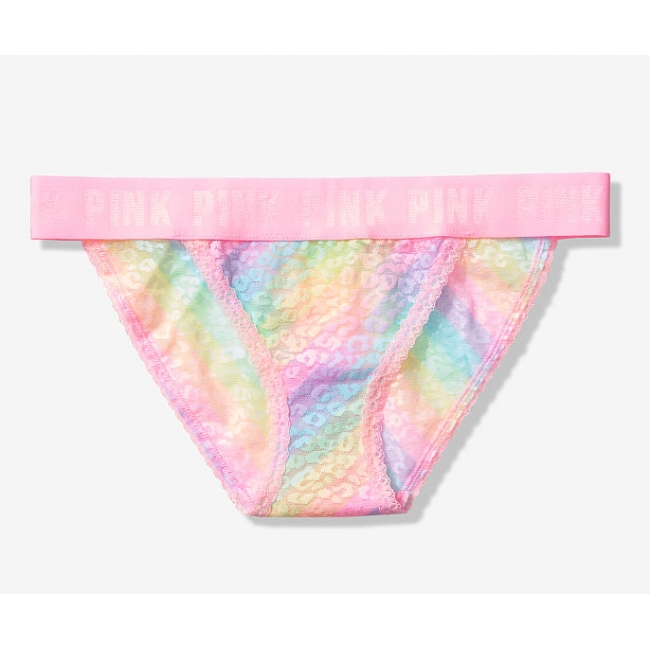 ТРУСИКИ ВІД ВІКТОРІЯ СИКРЕТ Pink Lace Logo Bikini Panty