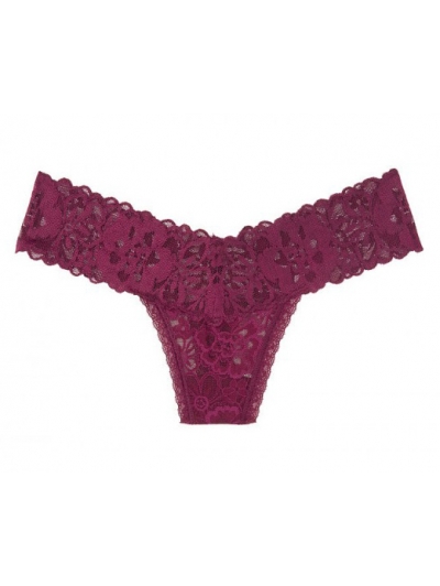Мереживні трусики Victoria's Secret The Lacie Thong Panty, dark burgundy