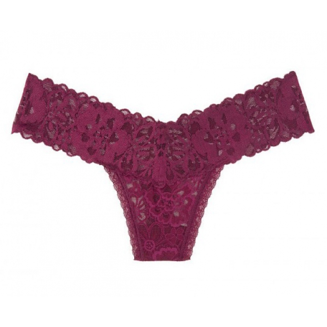 Мереживні трусики Victoria's Secret The Lacie Thong Panty, dark burgundy