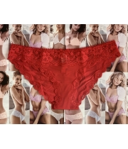 Трусики Бікіні Victoria's Secret Floral Lace Cheekini Panty, Червоні