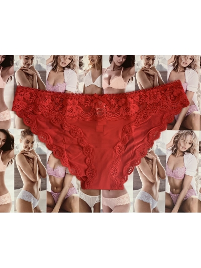Трусики Бікіні Victoria's Secret Floral Lace Cheekini Panty, Червоні