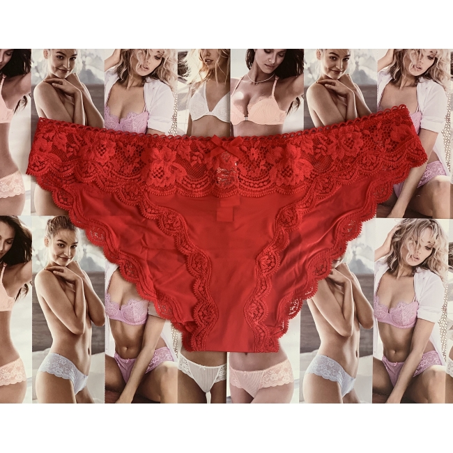 Трусики Бікіні Victoria's Secret Floral Lace Cheekini Panty, Червоні