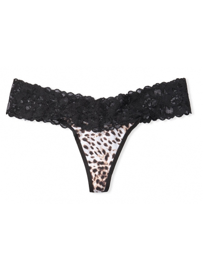 Трусики стрінги Victoria's Secret Lace-waist Thong Panty, Arctic Animal