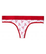 Трусики Стрінги Victoria's Secret Logo Thong Panty, Білі з червоним