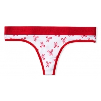 Трусики Стрінги Victoria's Secret Logo Thong Panty, Білі з червоним