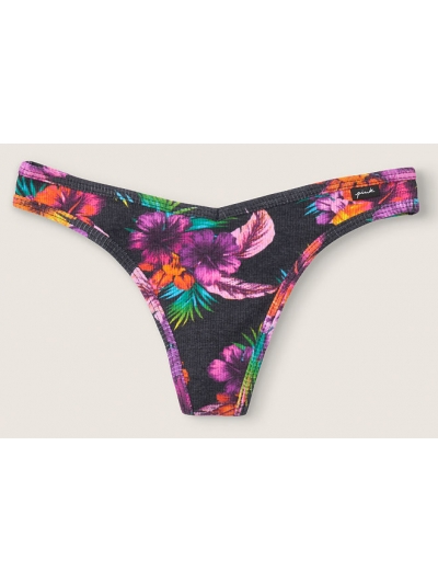 Трусики Стрінги Victoria's Secret PINK Tropical Print Cotton Thong Panty
